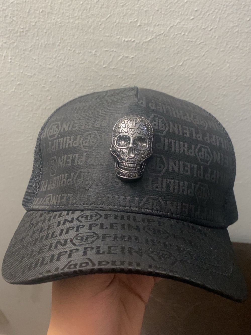 Philipp Plein Black Mesh Trucker Cap